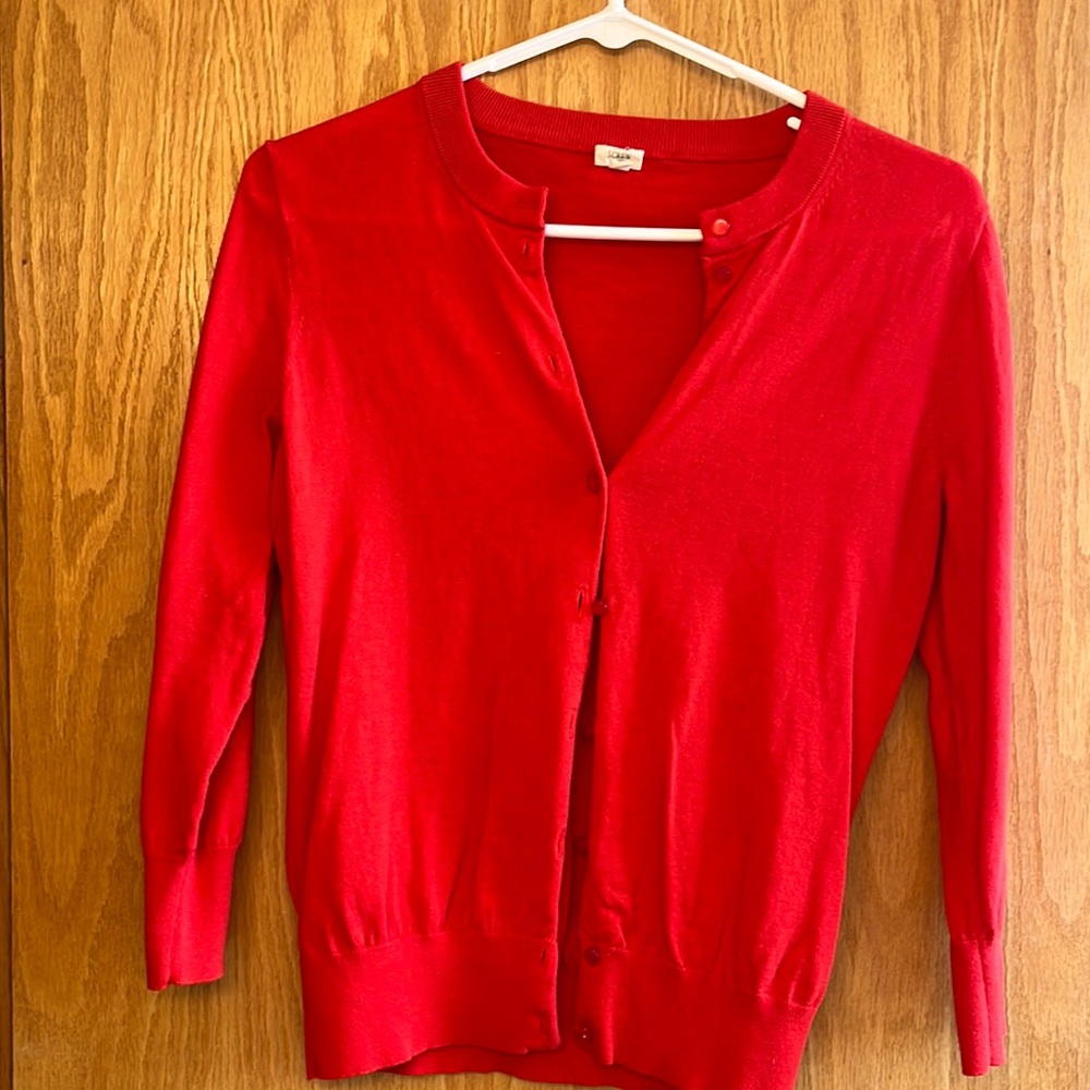 Red J Crew Cardigan - Small